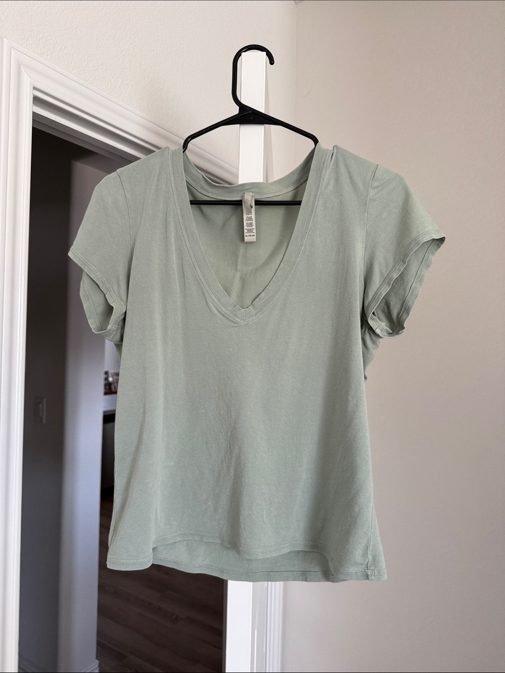 Skims Cotton Jersey Mineral Green V Neck | XL
